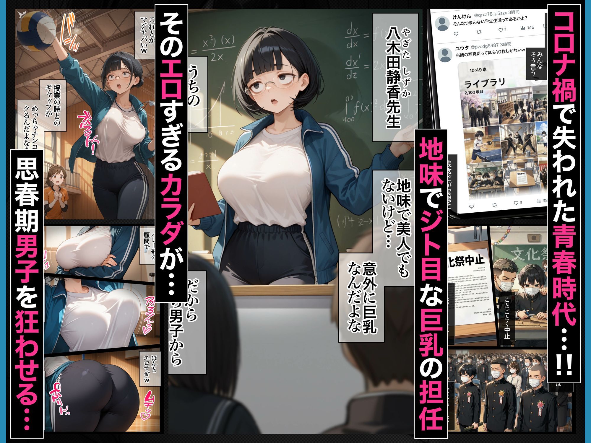 ジト目で地味な巨乳の担任を孕ませたい-担当科目数学-バレー部顧問-独身-愛称シズちゃん・ヤギT（30歳）_004