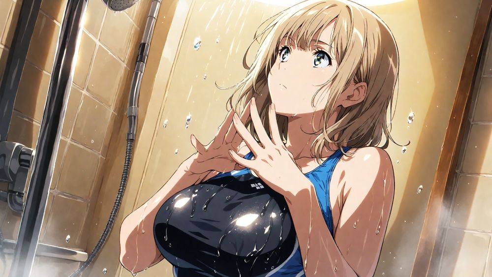 爆乳茶髪紫髪水泳美少女が熱血教師と水着姿孕ませ交尾【4K】_002