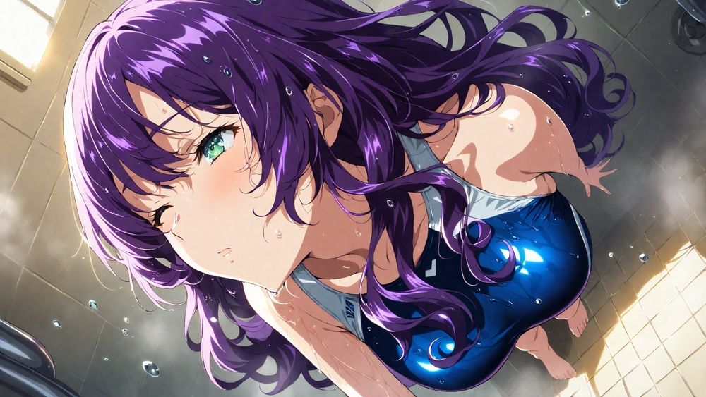 爆乳茶髪紫髪水泳美少女が熱血教師と水着姿孕ませ交尾【4K】_003